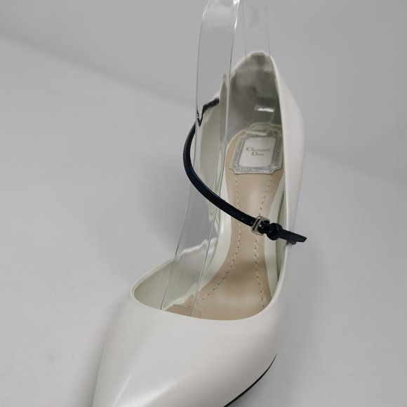 Dior Runway White Sculptured Navy Blue Heel - Picture 6 of 12